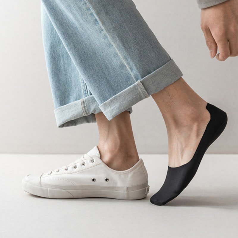 5 pares de calcetines de algodón transpirables para hombre, calcetín ultrafino de seda helada, parte inferior antideslizante de silicona que absorbe el sudor, calcetín náutico para hombre