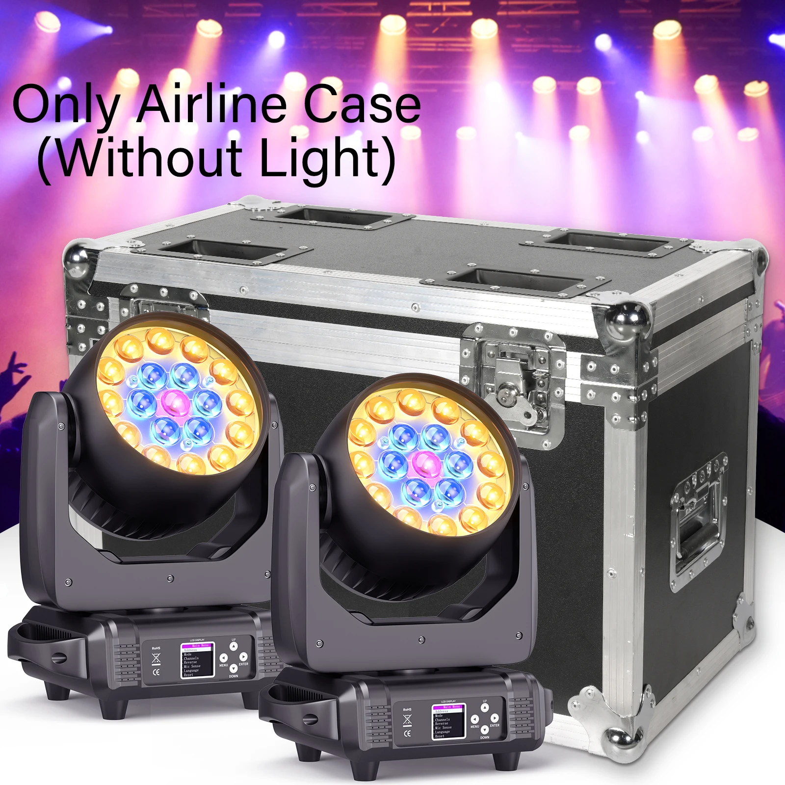Fieryzeal Airline Case Wytrzymałe etui Gator z wbudowanym uchwytem na kółkach do (2) 19x15W reflektorów z ruchomą głowicą i oświetleniem scenicznym Flycase