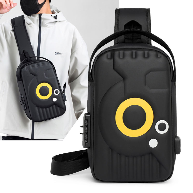Novo saco de peito masculino multifuncional anti-roubo esportes crossbody sacos para homens moda com bloqueio de senha porta usb bolsa de ombro