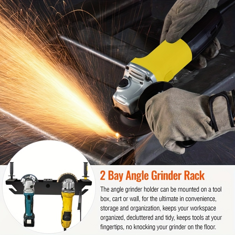 Winkelschleifer-Halter, 2-Schacht-Winkelschleifer-Rack/Ständer, Aufbewahrungsregal, Kordelaufhänger, Wandhalterung für Schneider, Polierer, Arbeitsplatz