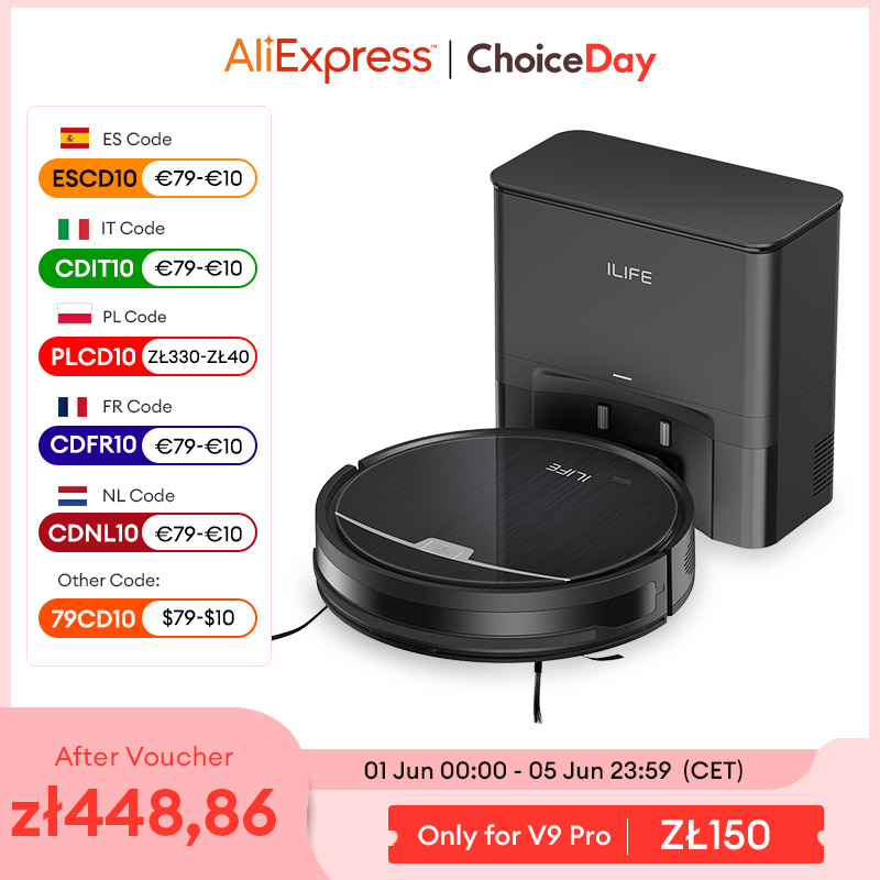 Robô aspirador ILIFE V9Pro, autovaciamento, sucção forte de 3000 Pa, navegação giroscópica, programação, controle por aplicativo/Alexa, para pêlos de animais de estimação