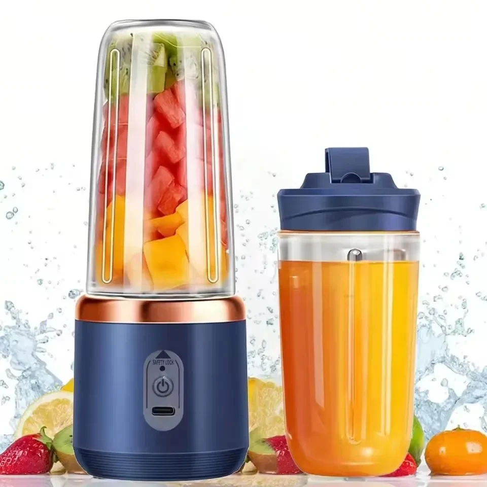 Exprimidor eléctrico pequeño portátil, exprimidor de frutas con hoja de acero inoxidable, licuadora automática para hacer hielo, herramienta de cocina, 1 ud.