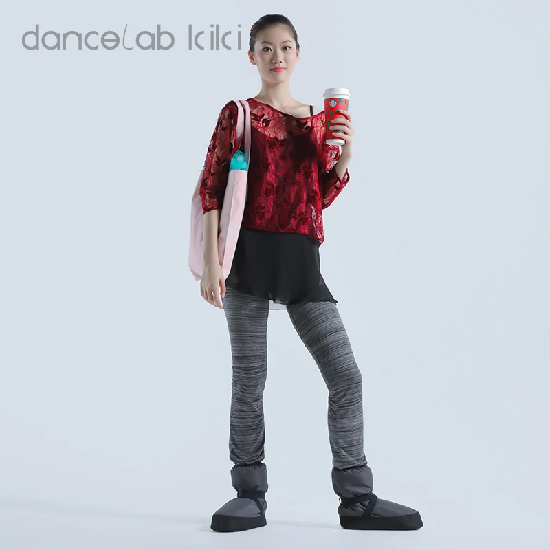 ผู้หญิงบัลเล่ต์เต้นรําอุ่นขึ้นเข่าบางและBreathableชุดชั้นในบัลเล่ต์เต้นรําLeggings