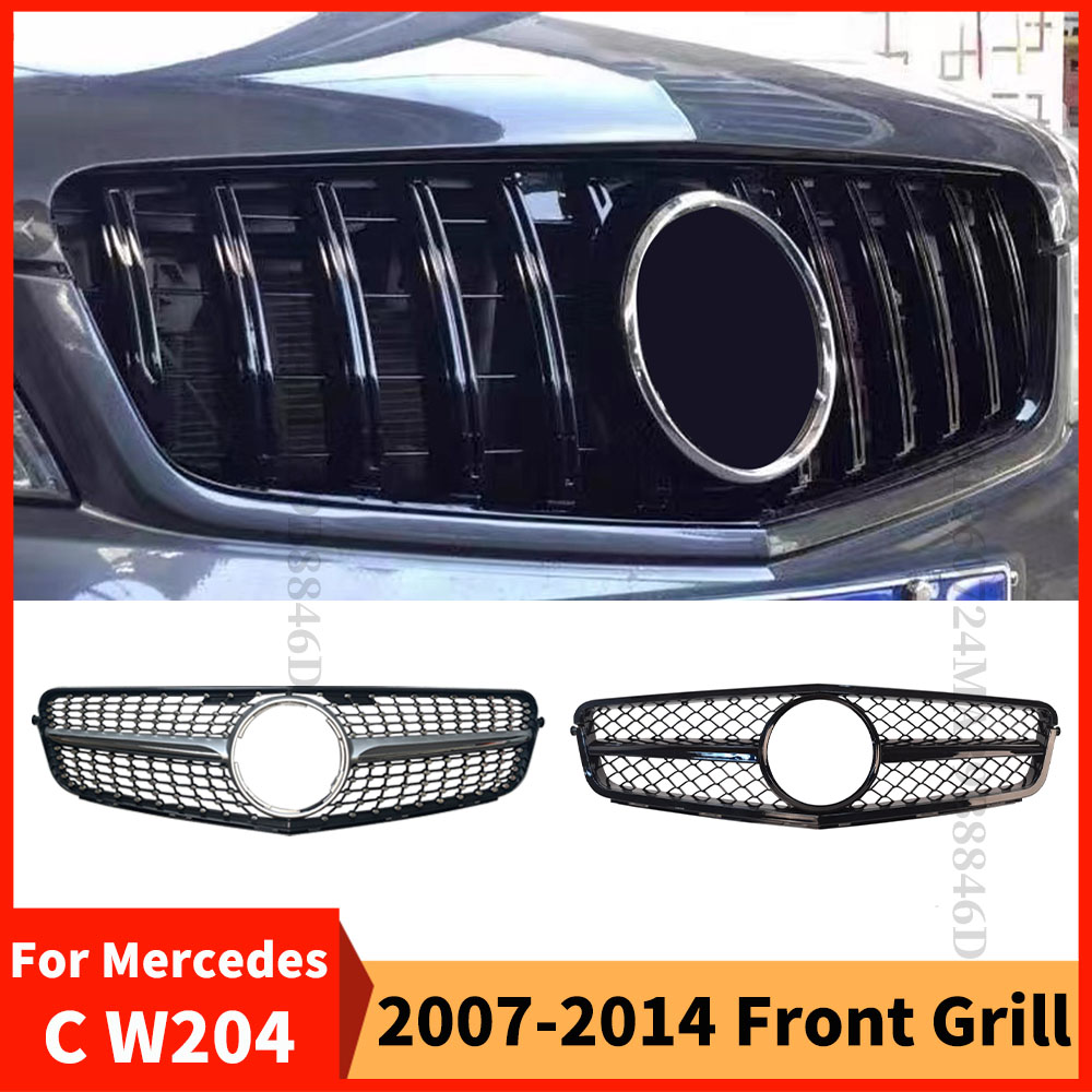 Идеально подходит для переднего бампера, решетка капота для Mercedes Benz C W204 C43 2007-2014 C180 C200 C250 C300 AMG GT Diamond Tuning