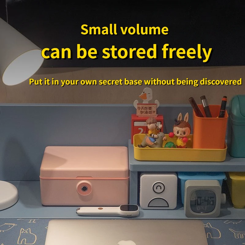 ลายนิ้วมือปลอดภัยกล่อง MINI ปลอดภัยเงินเหรียญเครื่องประดับความปลอดภัยกล่องเก็บสํานักงาน Biometric Secret Piggy Bank