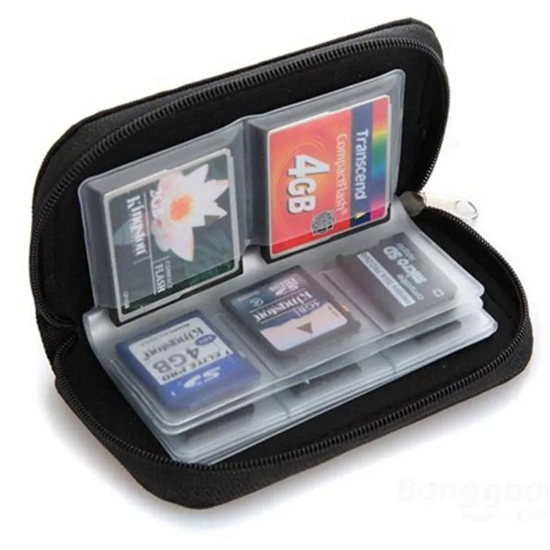 1PC Micro SD XD Card Case Protector Holder Wallet Black SD Memory Card Storage Carrying Zipper Pouch Case