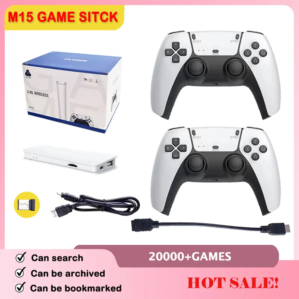 M15 Game Stick Mini TV Gioco portatile Classico gioco retrò 4K Controller wireless Uscita HD Console di gioco per PS1 Arcade