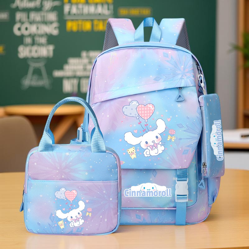 3pc Cute Backpack Set - Kuromi Hello Kitty Cinnamoroll Backpack Set with lunch bag ,pencil pouch,school bag for kids