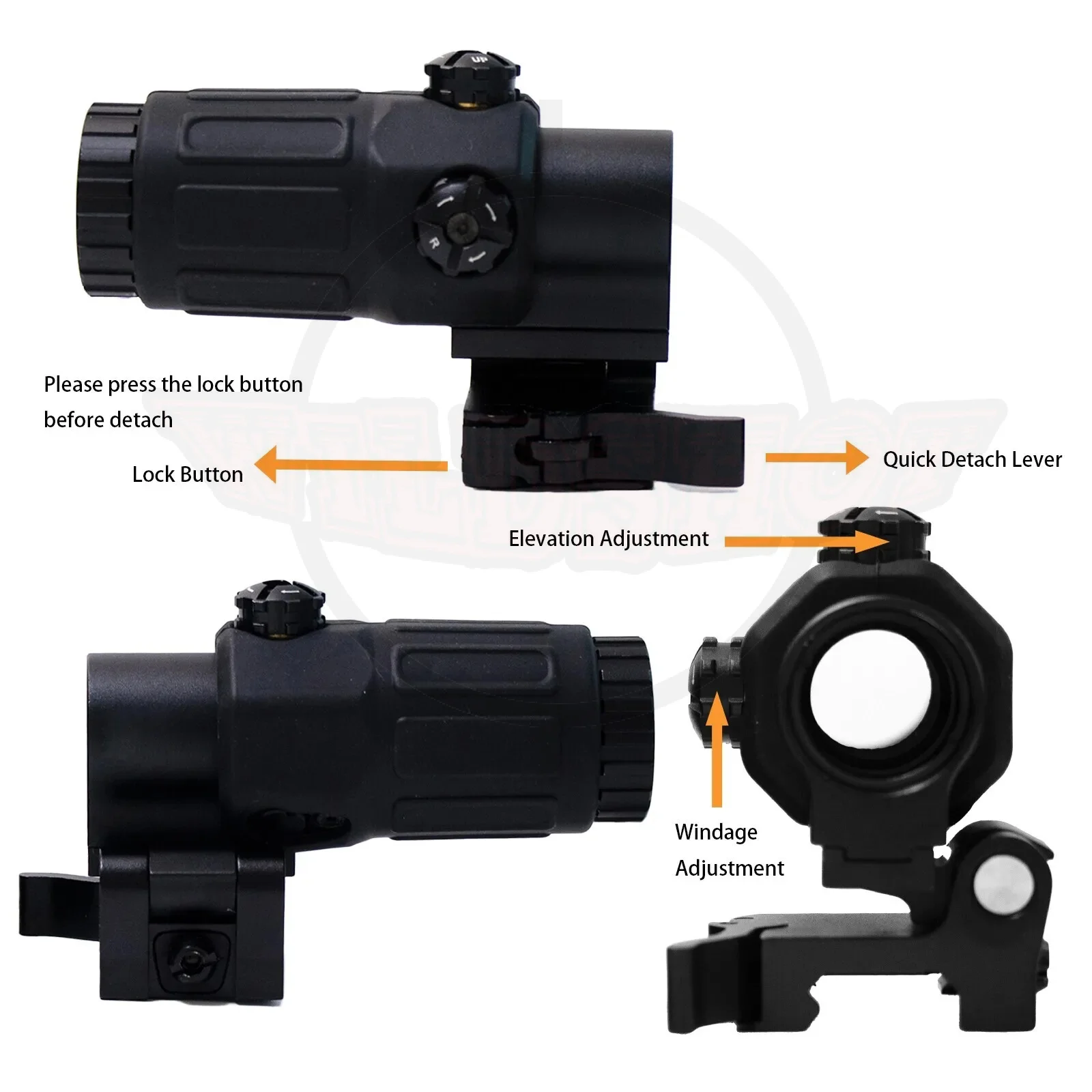 558+G33 Holographic Reflex Sight Red Dot Optic Sight with G33 3X Magnifier Combo Built-in Flip QD Mount