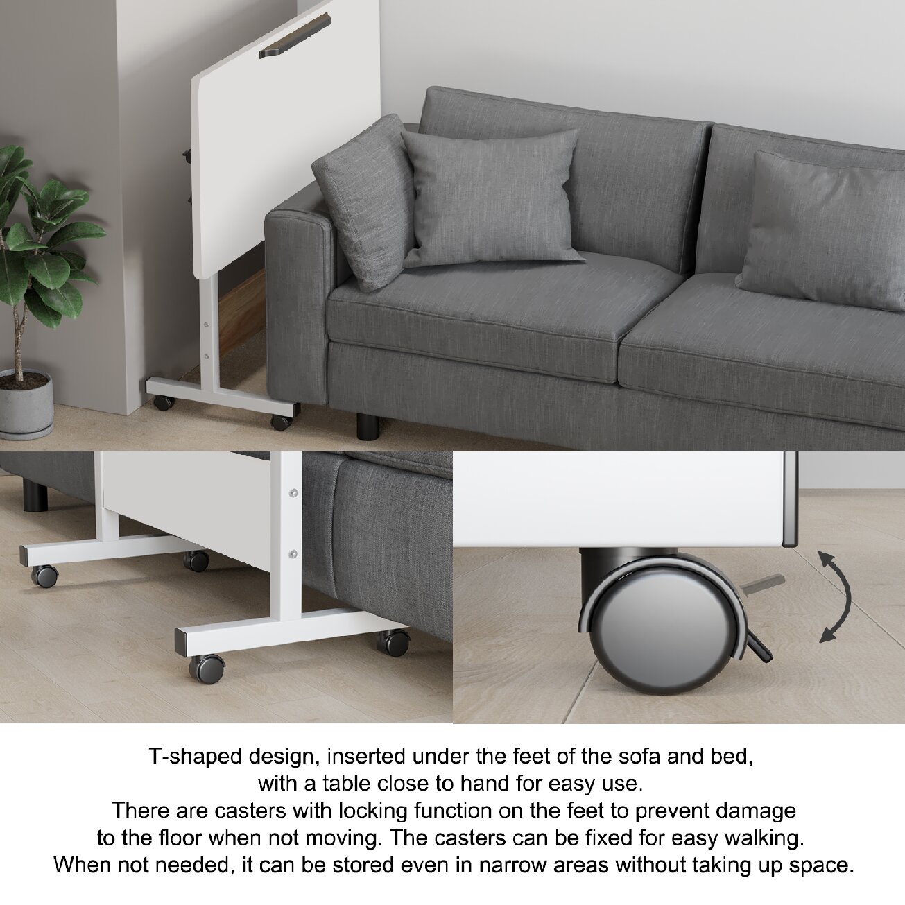 Rolling Desk Adjustable Height,Rolling Computer Cart,Portable Laptop Desk,Small Adjustable Home Office Desk,Rolling Laptop Desk