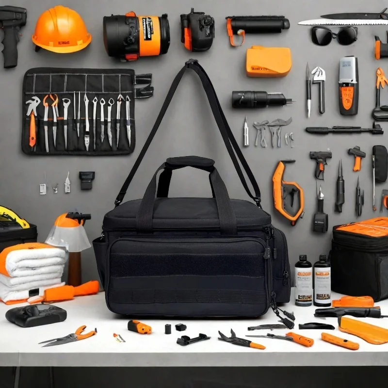 Upgraded Toolkit With Shoulder Strap Anti-friction Bottom Tactical Hand Tool Bag Multi-purpose Work Tote for Repairman Carpenter