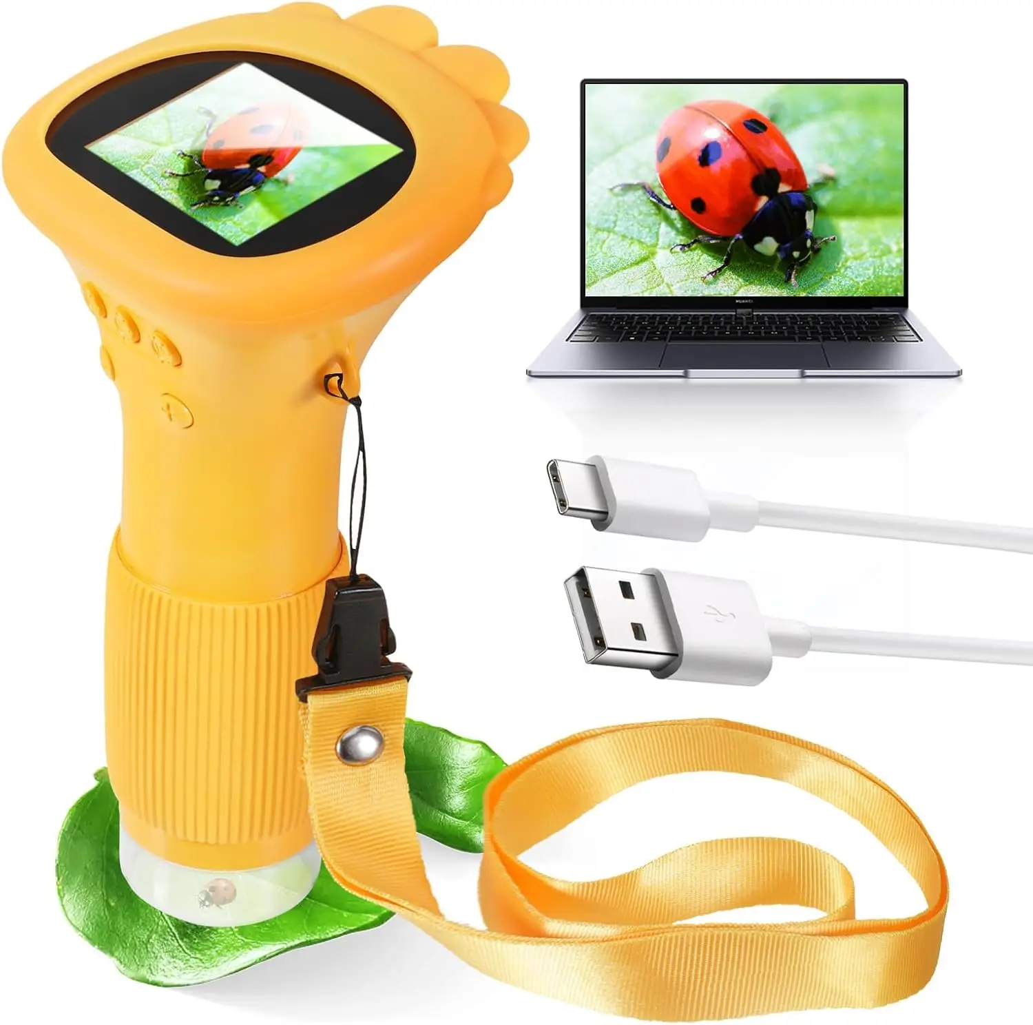 Microscopio per bambini Microscopio con lente d'ingrandimento 1000x 200 Megapixel con funzione foto video LED Giocattoli educativi Scienza per bambini