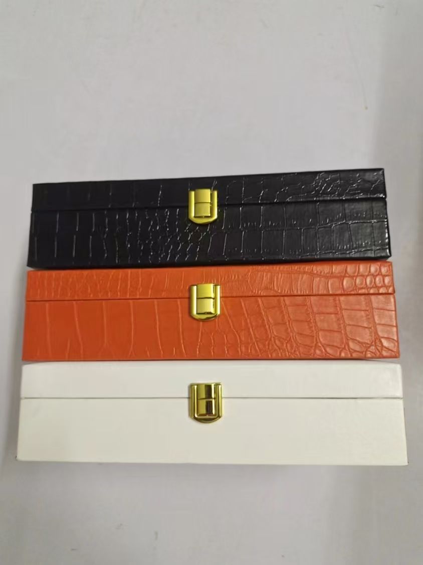 Couro estampado de crocodilo com caixa de embalagem de madeira universal para armazenamento de produtos de saúde capa flip 25x15x6cm