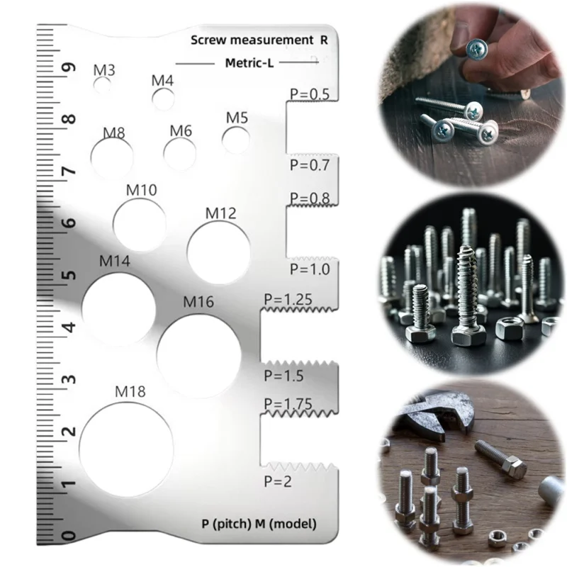 Thread Pitch Gauge Measurement Ruler High Accuracy Stainless steel for Screw Measuring Gauge Tool Bit Bolt Nut Screw Craft