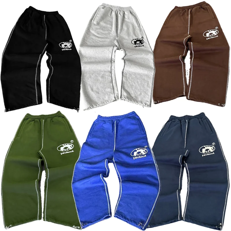 Y2k homem calças de carga corredores vintage casual bordado algodão moletom das mulheres dos homens nova moda calças largas perna merican streetwear