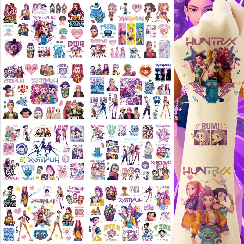 1Pcs Neue Cartoon Kpop Dämon Jäger Temporäre Tattoo Aufkleber Rumi Nette Wasserdichte Tattoo Für Lustige Party Geschenk
