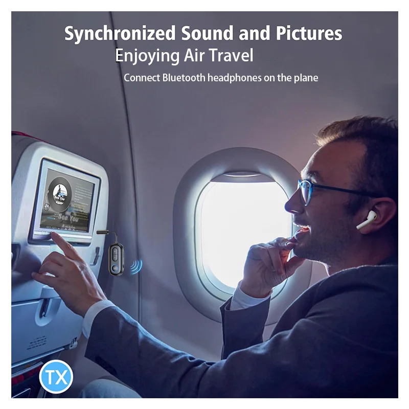 Bluetooth 5.3 Empfänger Sender 3,5 mm AUX-Buchse Flugzeug USB Dongle Wireless Audio Adapter für TV PC Kopfhörer Car Kit Lautsprecher