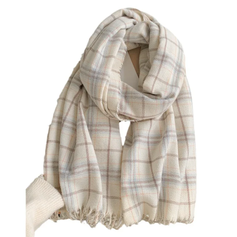 Bufanda otoño e invierno atmosférica a cuadros estilo coreano versátil invierno estilo caliente 2024 nueva bufanda gruesaheattech