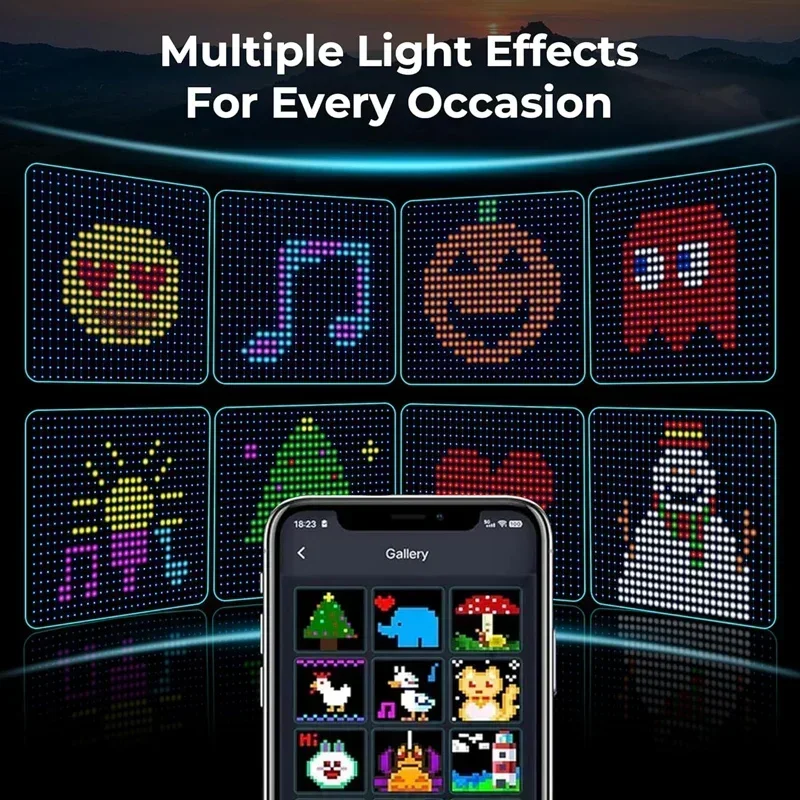 1/2PCS 스마트 LED 커튼 조명 LED 요정 조명 앱 제어 음악 동기화 DIY 패턴 방수 실내외 파티 장식용