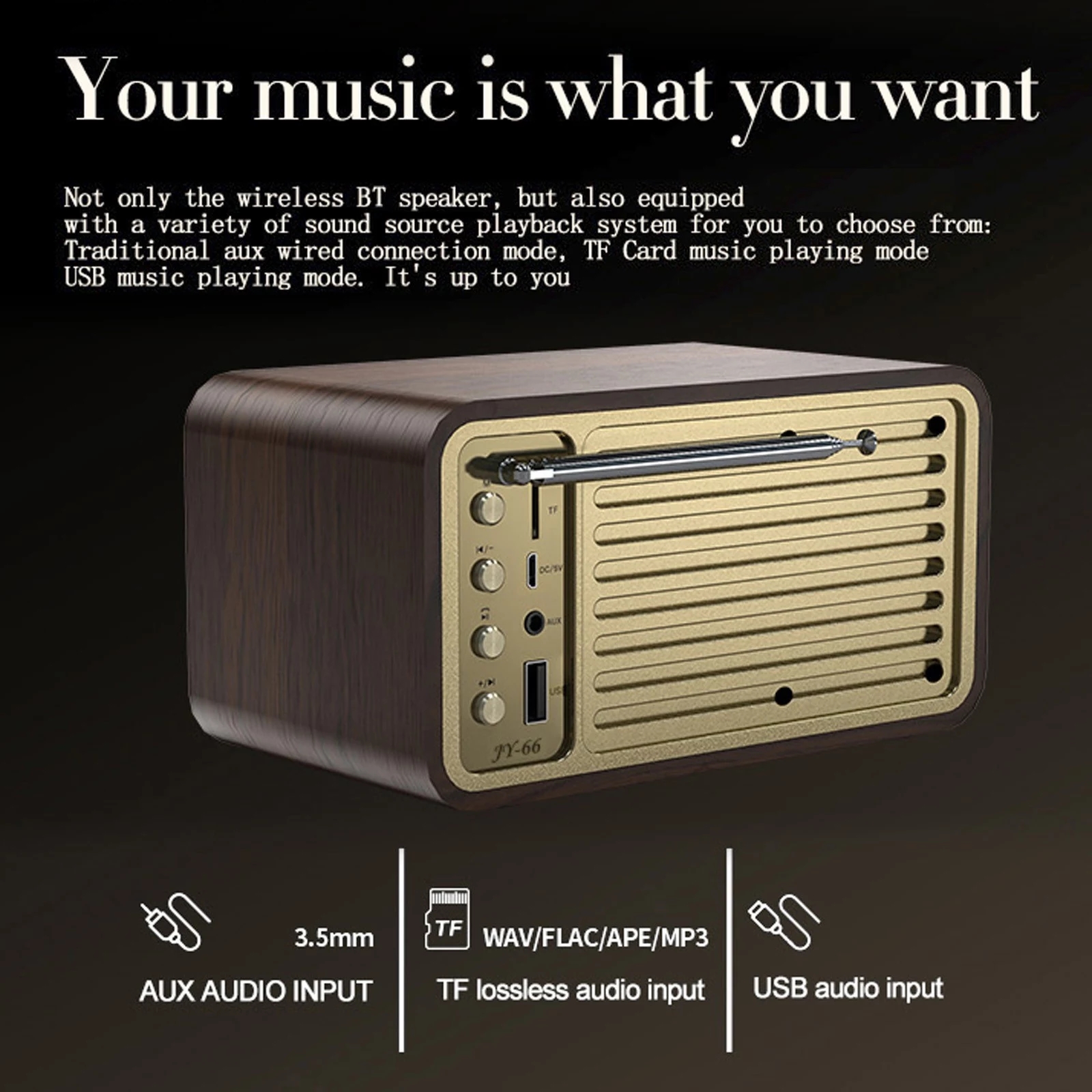 ノスタルジックな Bluetooth スピーカー Bluetooth サウンドレトロクラシックスピーカーレトロラジオワイヤレス Bluetooth 5.0 木製ポータブルサブウーファー