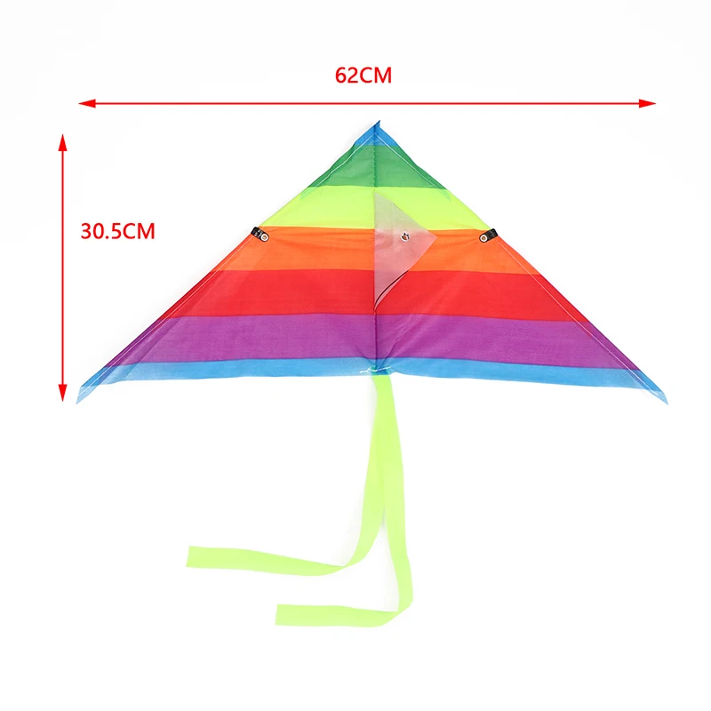 Cometa de colores triangular para niños, cometas voladoras de arcoíris, cuerda de 30M, diversión al aire libre, juguetes deportivos, novedad