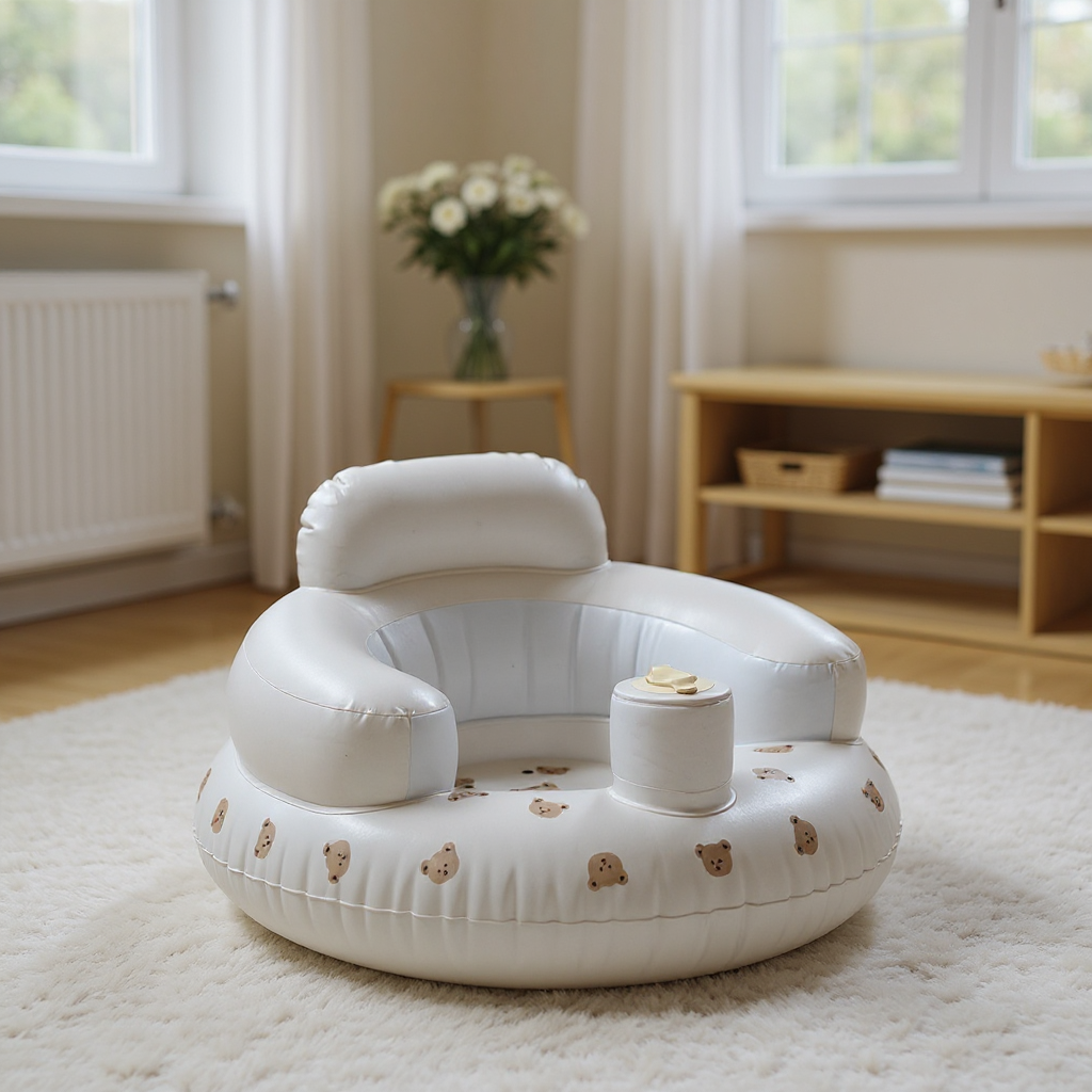 1PCS Infant Shining Baby Inflatable Sofa Portable PVC Bath Stool Children Puff Multifunctional Seat Practice Sitting Bath Chair