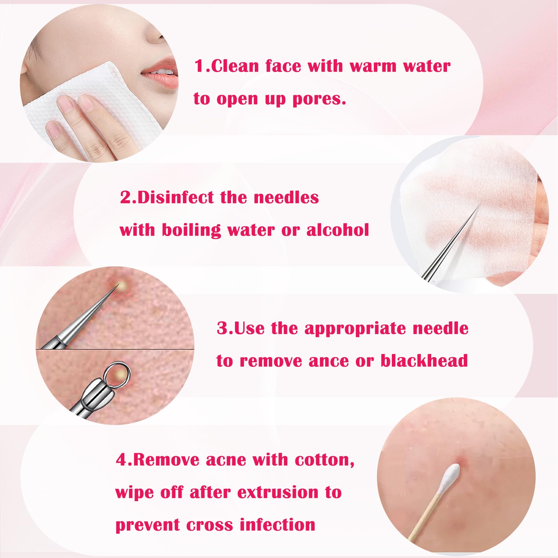 Silver 4-Pack Blackhead Remover Comedones Extractor Removal Kit - For Blemishes, Whiteheads Removal Facial Skin Care (With Box)