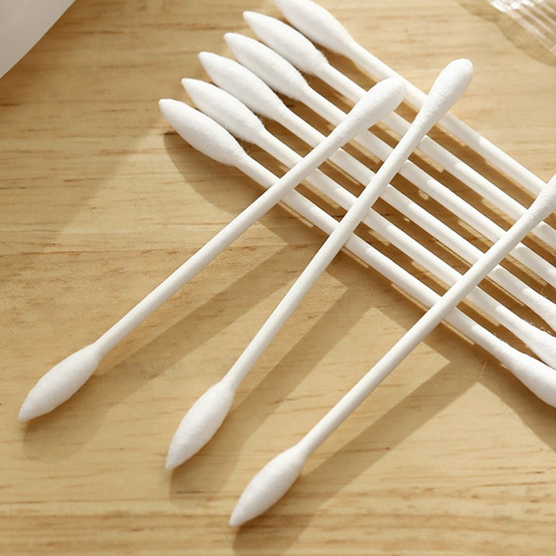 100Pcs 개별적으로 포장 된 면봉 라운드 Q 팁 이중 팁 종이 스틱 귀 미용 관리를위한 면봉