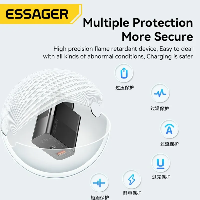 Essager usb c ladegerät 33w gan typ c pd schnell aufladen für iphone 14 13 12 11 pro max xs 8 p für ipad pro air ipad mini