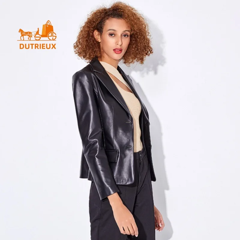 2024 Winter neue Echt lederjacke Damen Echt leder kurz Schafs leder Temperament schlank Rindsleder wind dicht Mantel