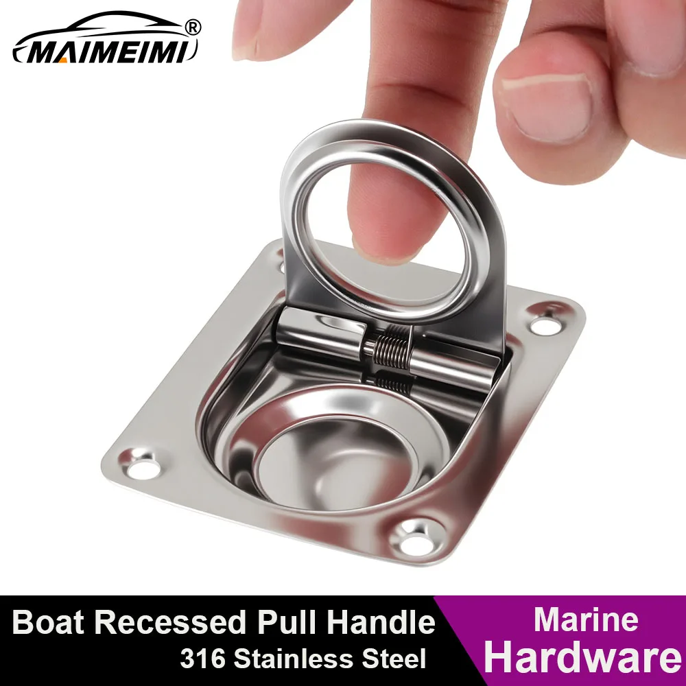 1 2 4 Stück Edelstahl 316 Verriegelungs-Zugring, versenkter Zuggriff, 65 x 55 mm, Spind-Bündig-Lift-Ring für Marine, Boot, Yacht