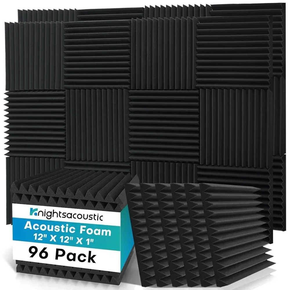 96 pacotes de painéis de espuma acústica de espuma absorvente de som, isolamento acústico de parede, estúdio de tratamento acústico, material absorvente de som