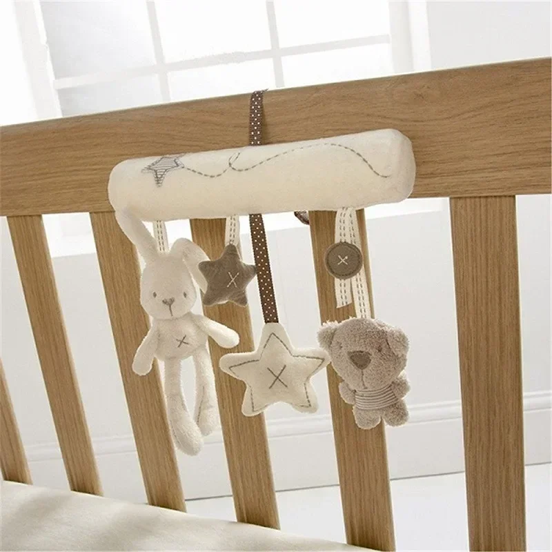 สัตว์กระต่าย Plush ของเล่นแขวน Rattles สําหรับเปลเด็กรถความปลอดภัยที่นั่งรถเข็นเด็กแขวน Bell Plush ตุ๊กตาสําหรับทารกแรกเกิด
