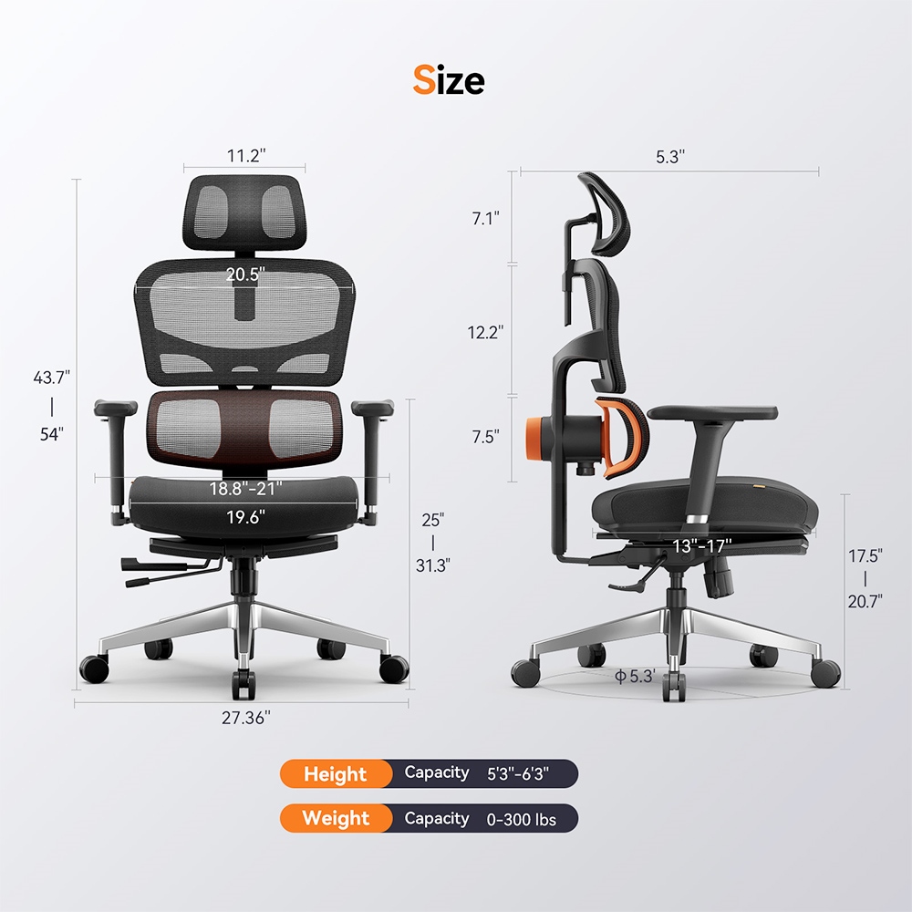 NEWTRAL Chair Pro NT002 Cadeira ergonômica adaptável com suporte para parte inferior das costas, apoio para os pés ajustável, apoio para os pés, malha 4D