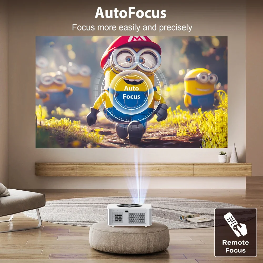 XIWBSY 1000Ansi AutoFocus проектор Bluetooth5.2 Android проектор 4K 8K декодирование видео аудио домашний кинотеатр портативный проектор