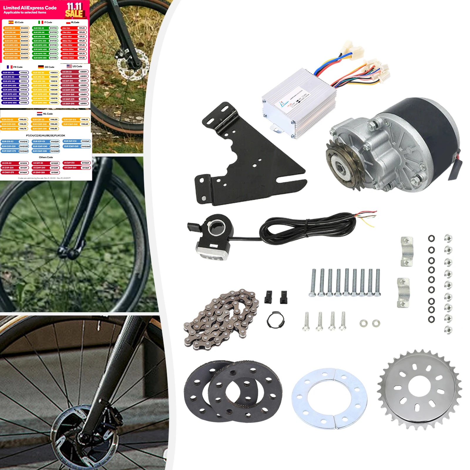 350W 36V Electric Bike Thumb Throttle Kit Electric Bike Conversion Kit With Chain Thumb Throttle wheel 16 inches to 28 inches