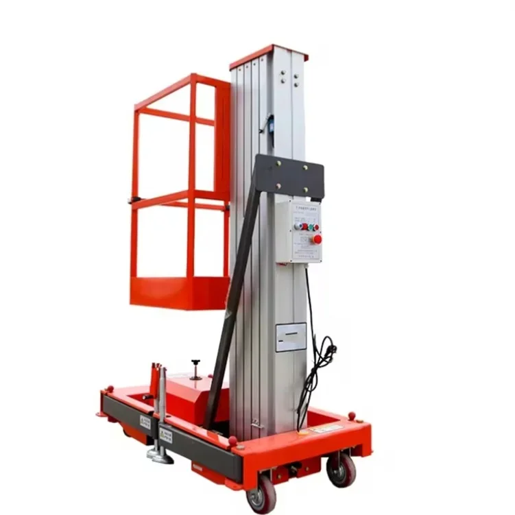 sollevatore portatile telescopico piattaforma di sollevamento idraulica con piattaforma di lavoro aerea con sollevamento verticale a palo dritto