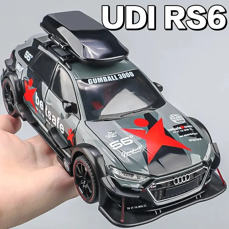 Modelo de carro de corrida de liga fundido colecionável, elegante item de colecionador, presente perfeito para namorado, digno de exibição, RS6, 1:24