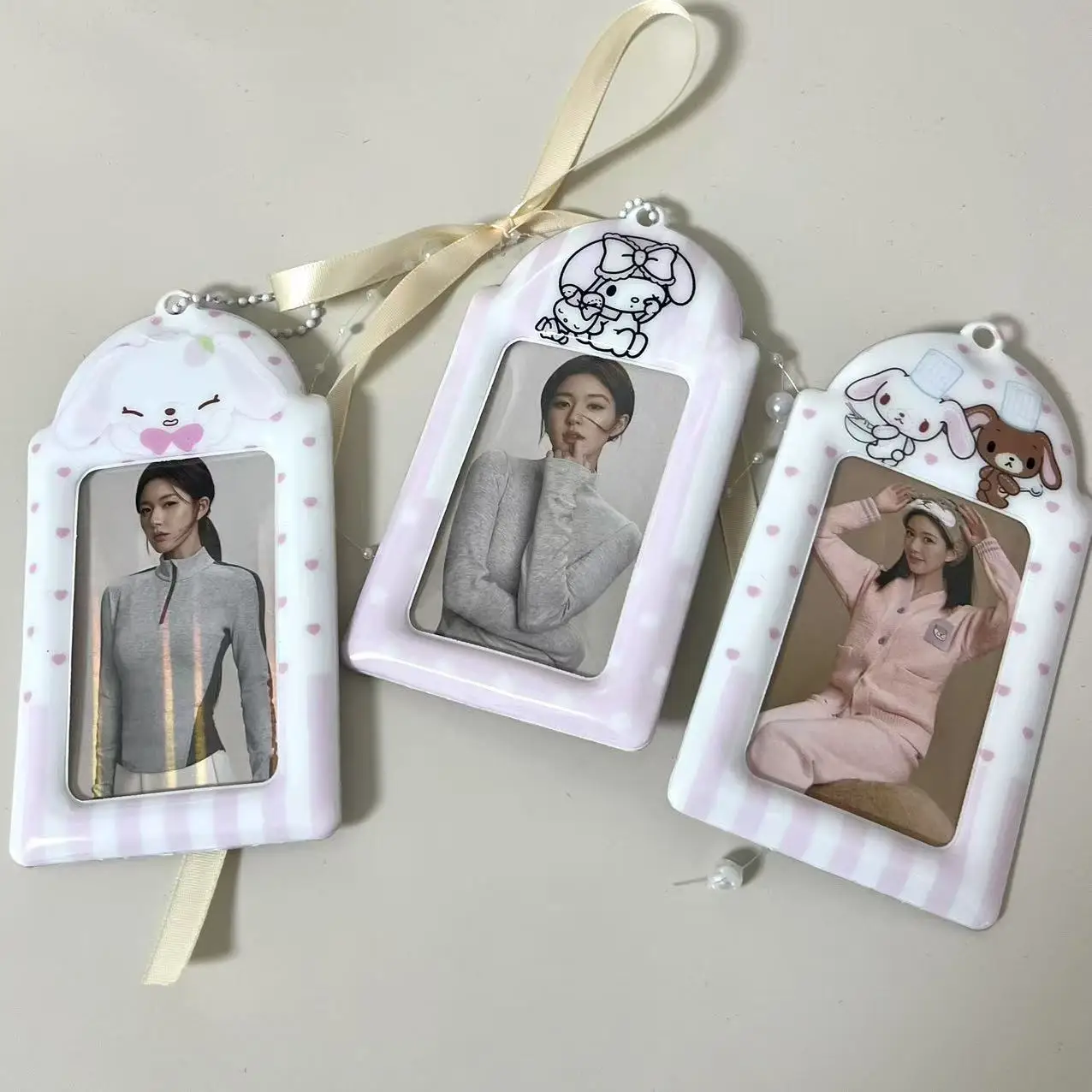 Kpop Photocard Holder Keychain Y2K PhotoCard Holder Kpop Charm Holders Kawaii Photo Card Keychain