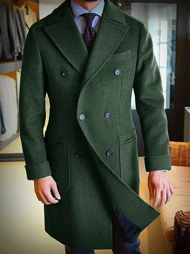 2025 nuevo abrigo de lana para hombre, abrigo de invierno con solapa larga y doble botonadura para hombre, moda informal, cómodo, delgado, personalizado, de alta calidad