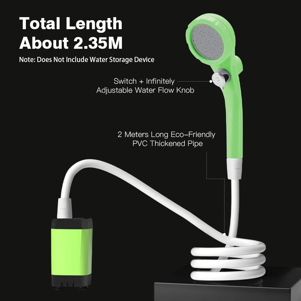 Pompe de douche de Camping, Kit de douche extérieure pour camping-car, douche de camping avec écran complet, affichage numérique Intelligent, Kit de douche réglable 6000mAh
