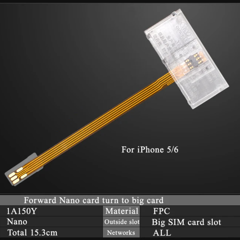 Transparenter SIM-Karten-Adapter NANO Turn To Big Card Handy-Signal-Verlängerungskabel für iPhone 5/5S 6/6S 2025