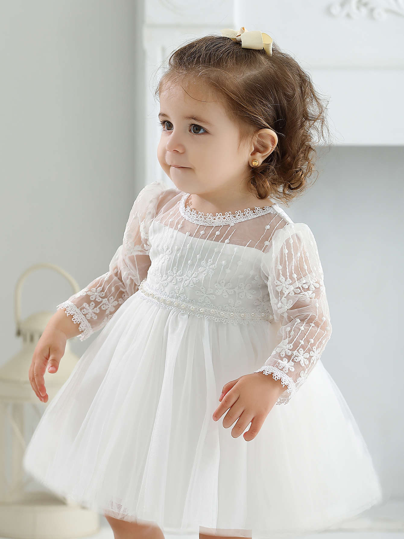 Abito da battesimo per bambini Abito da bambino per ragazze Festa di compleanno Matrimonio Principessa Abiti bianchi per donna