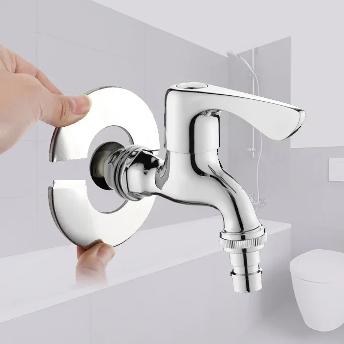Cubierta decorativa autoadhesiva de acero inoxidable para grifo, cubiertas de pared para tubería de agua con acabado cromado para ducha, accesorios de baño, 1 ud.