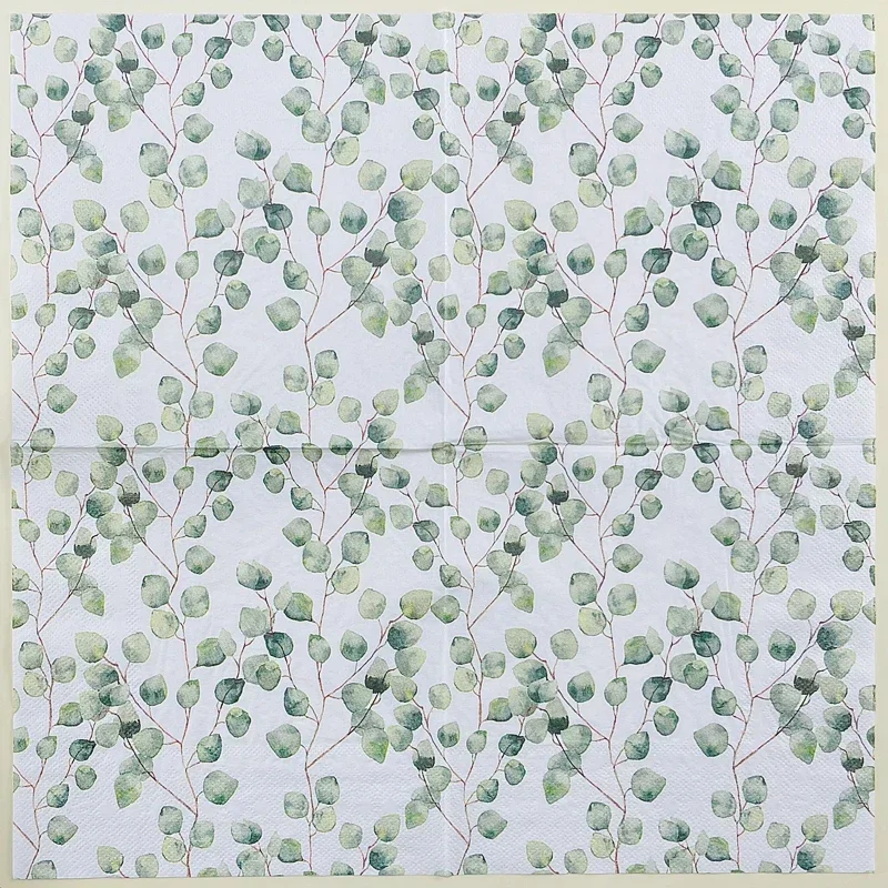 Servilleta estampada con hojas de eucalipto de bosque, servilletas de papel de colores, decoración de mesa de restaurante occidental para Hotel, papel de flores de copa de vino