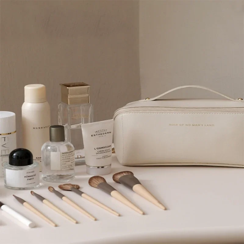 Borsa cosmetica da viaggio grande in pelle PU per donna Organizzatore cosmetico Borsa per trucco ad alta capacità Custodia per trucco femminile