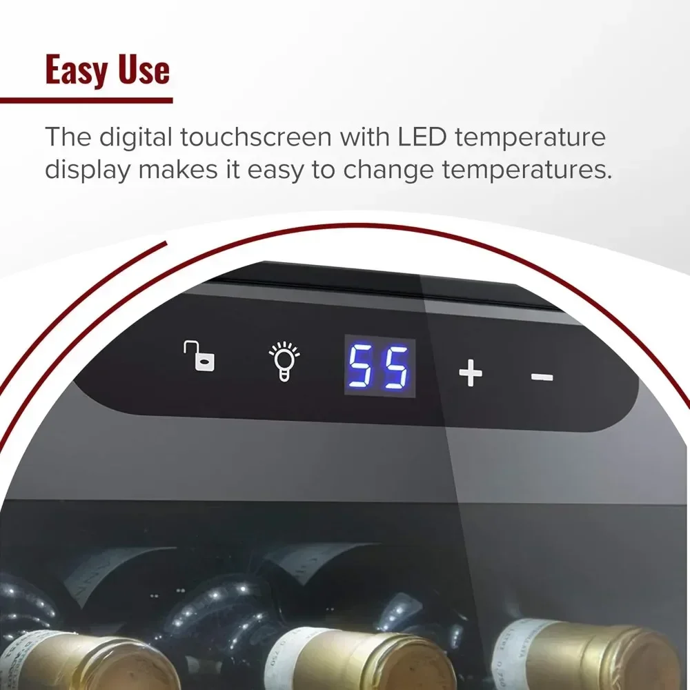 24-Bottle Compressor Wine Cooler with Upright Bottle Storage - Freestanding Wine Refrigerator with Digital Touchscreen