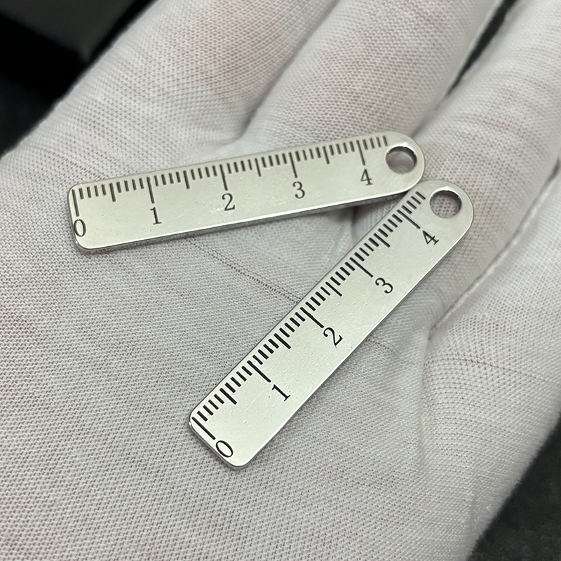 Mini règle en acier inoxydable de 4cm, 3 pièces, porte-clés créatif, pendentif, règle Ultra courte Portable, livrée avec trou de suspension