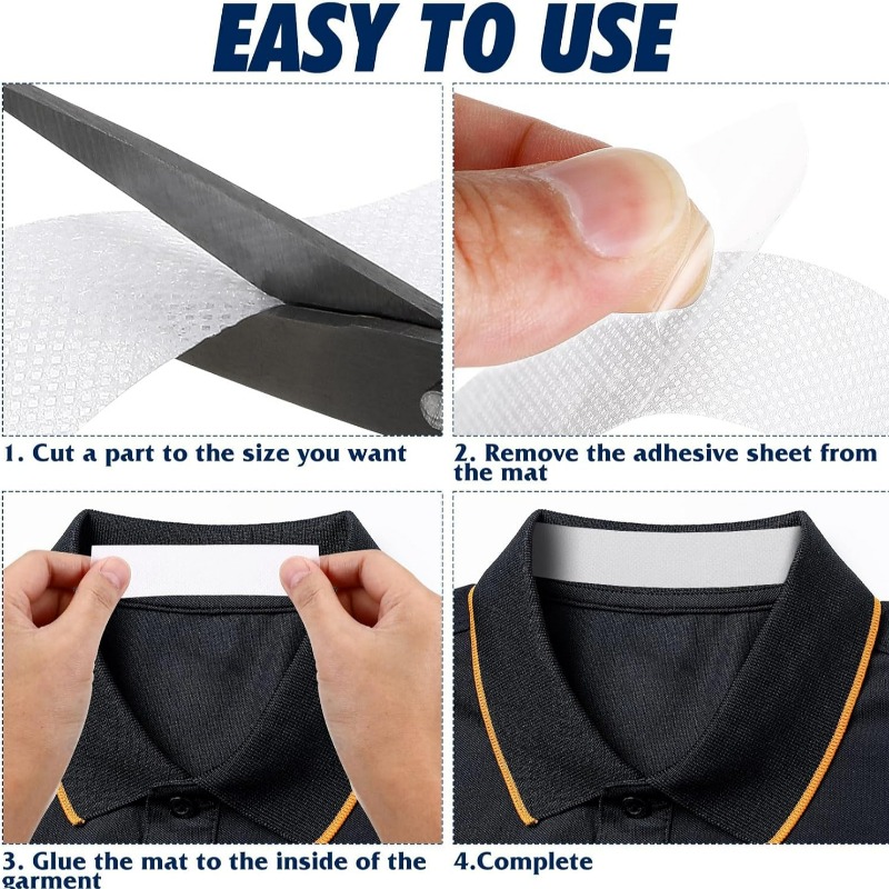 Adesivo de colarinho de absorção de suor camisa absorve rapidamente a fita de suor roupas anti sujo colarinho adesivos chapéu borda cortável remendo fino