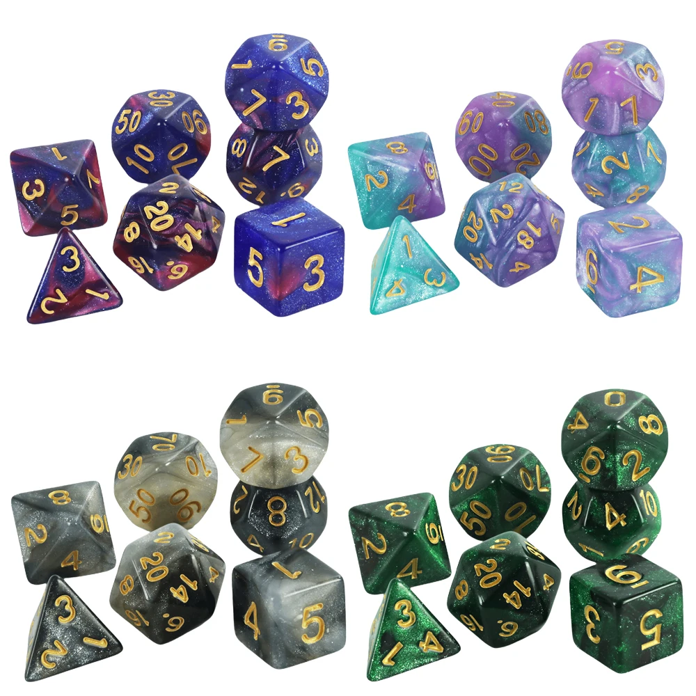 Jeu de dés polyédriques, 7 pièces, dés sur le thème de la galaxie pour accessoires de jeu de société RPG DND